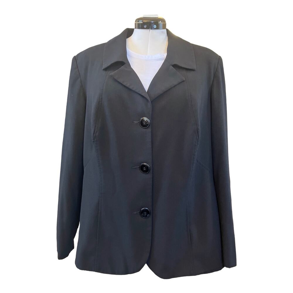 Investments Women's Black 3-Button Front Black Suit Jacket/ Blazer | Size 16W